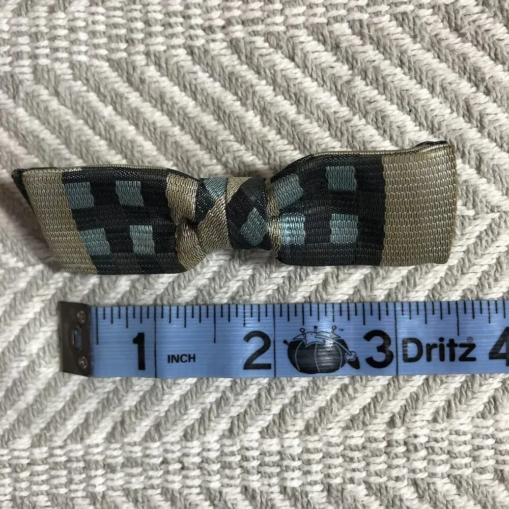 Tan and Blue Bowtie Checked Ever Grip Junior Geometric Vintage Clip On